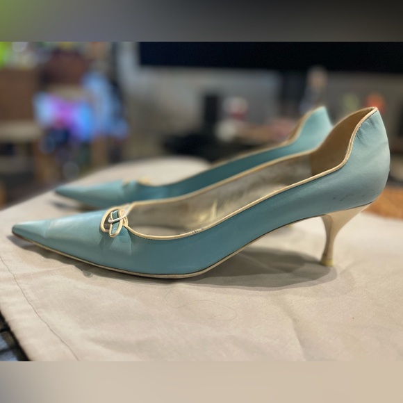 Celine | Shoes | Vintage Celine Baby Blue Kitten Heel | Poshmark